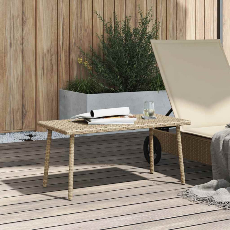 Stolik kawowy ogrodowy prostokątny beżowy 80x40x37cm polirattan