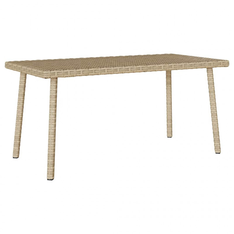 Stolik kawowy ogrodowy prostokątny beżowy 80x40x37cm polirattan