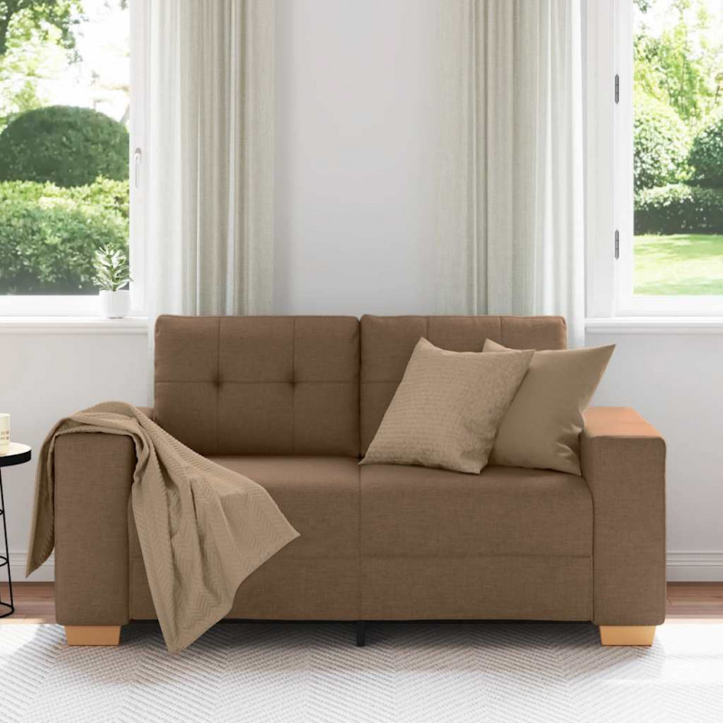 Sofa dwuosobowa, brązowa, 160x77x82 cm, tkanina
