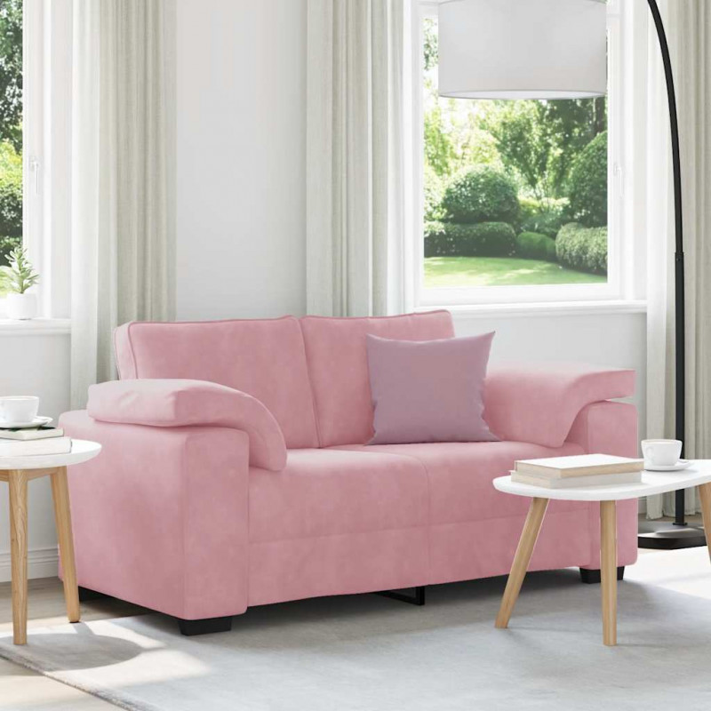Sofa dwuosobowa, różowa, 160x77x82 cm, aksamit