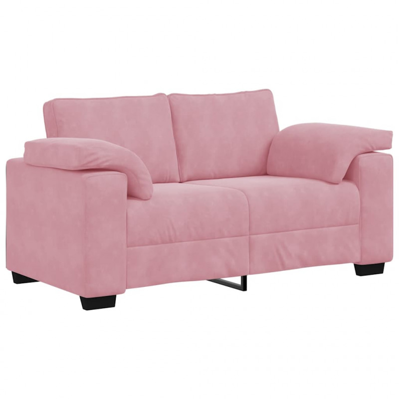 Sofa dwuosobowa, różowa, 160x77x82 cm, aksamit