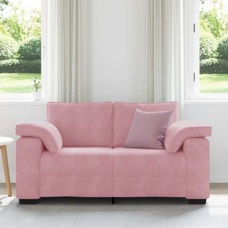 Sofa dwuosobowa, różowa, 160x77x82 cm, aksamit