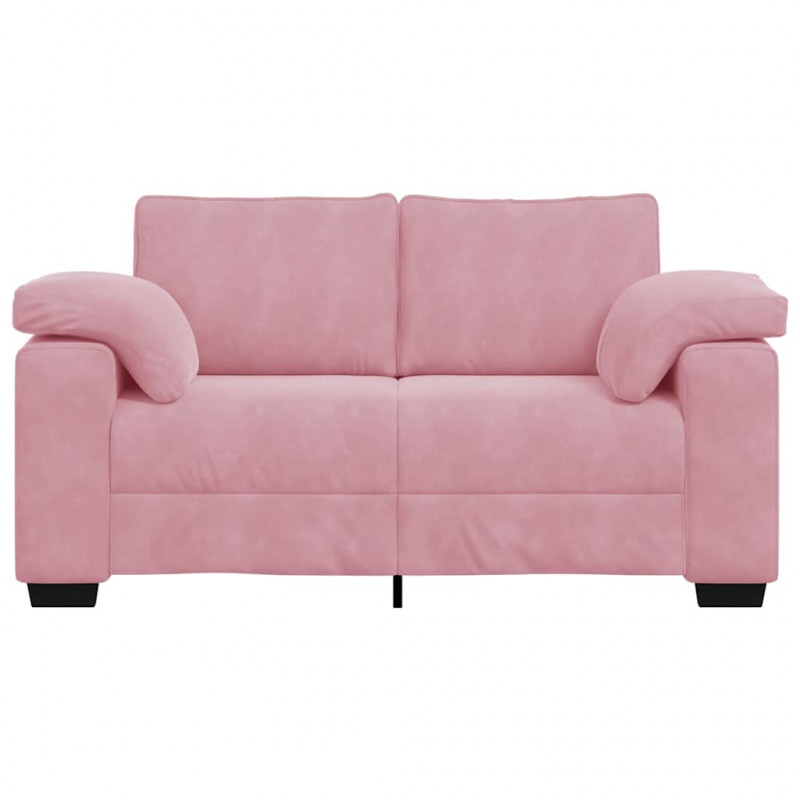 Sofa dwuosobowa, różowa, 160x77x82 cm, aksamit