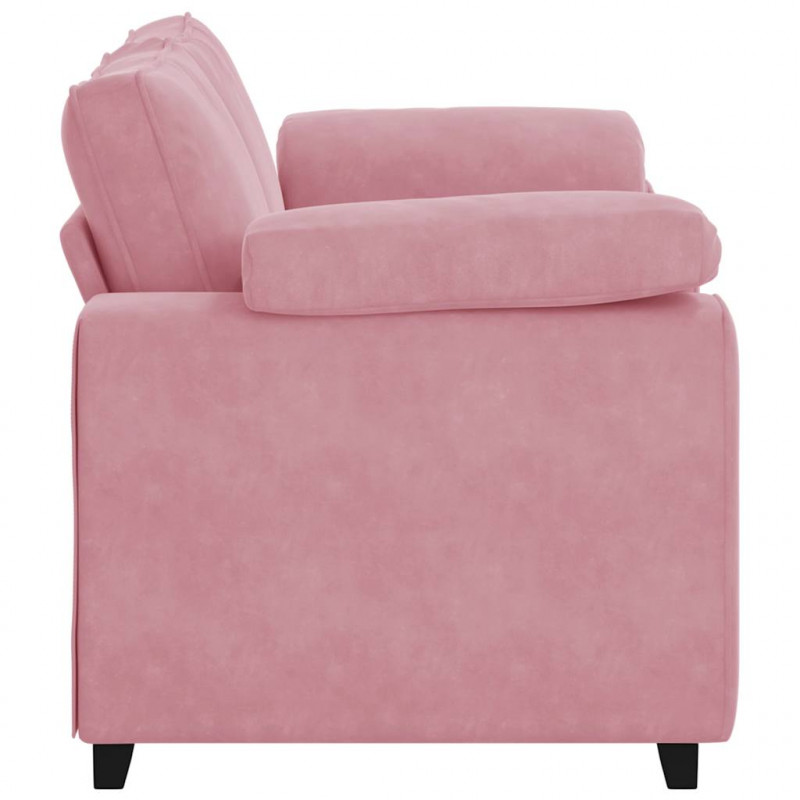 Sofa dwuosobowa, różowa, 160x77x82 cm, aksamit