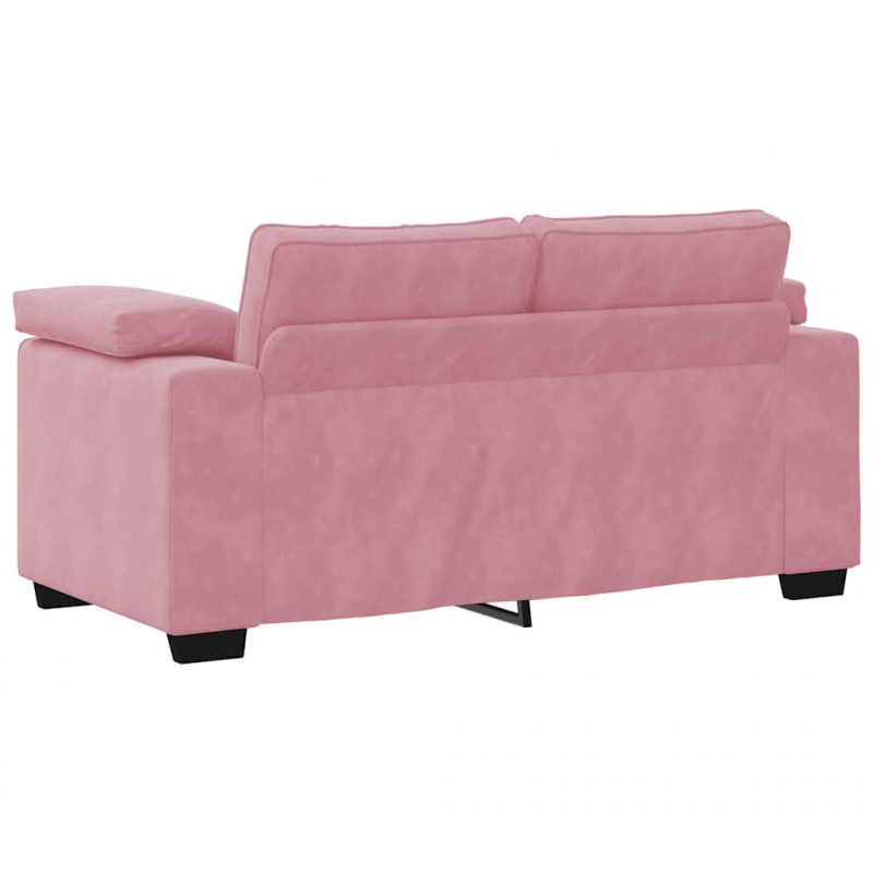Sofa dwuosobowa, różowa, 160x77x82 cm, aksamit