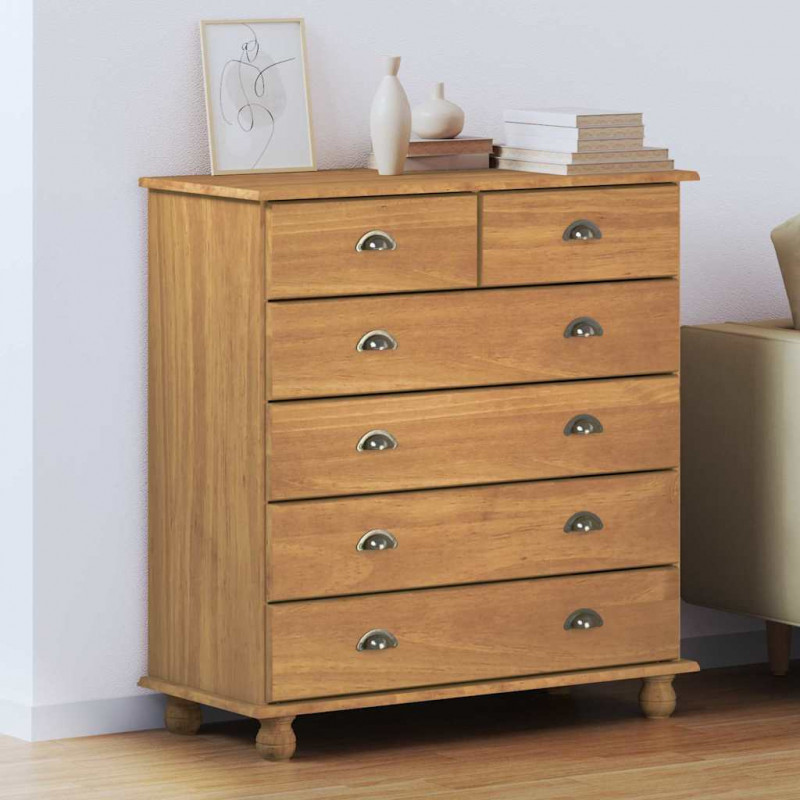 Komoda ASKIM Brązowy 91 x 40 x 95,5 cm Lite drewno sosnowe