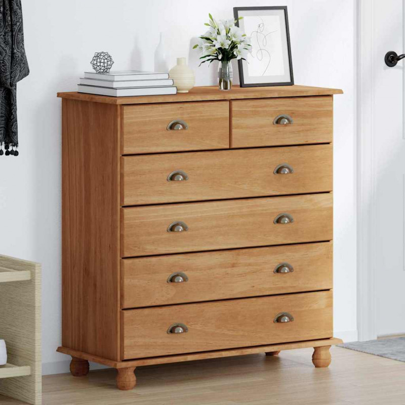 Komoda ASKIM Brązowy 91 x 40 x 95,5 cm Lite drewno sosnowe
