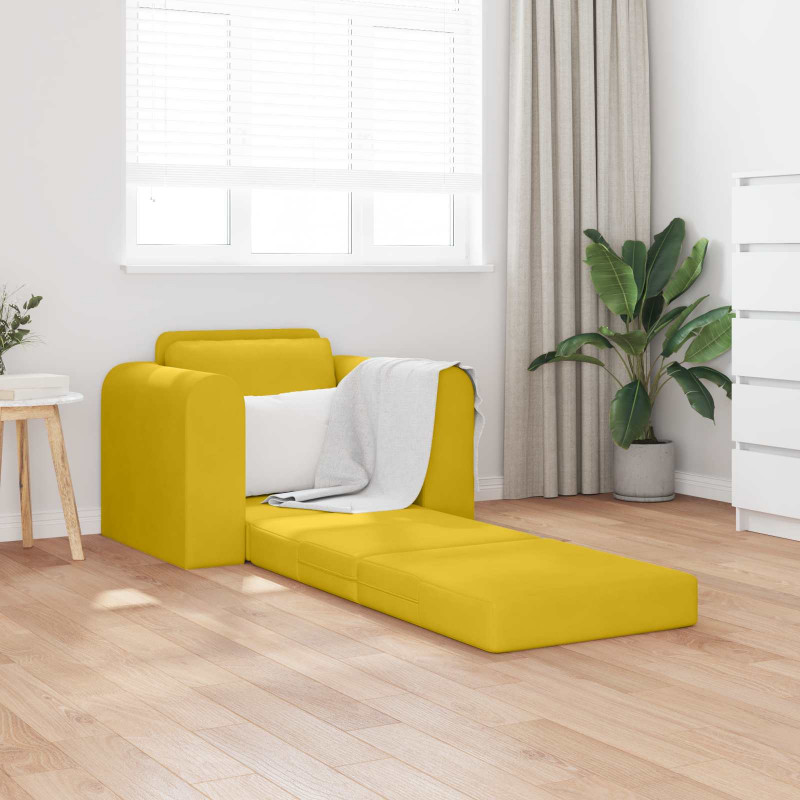 Sofa Bed Żółty 98 x 71 x 83 cm Aksamit