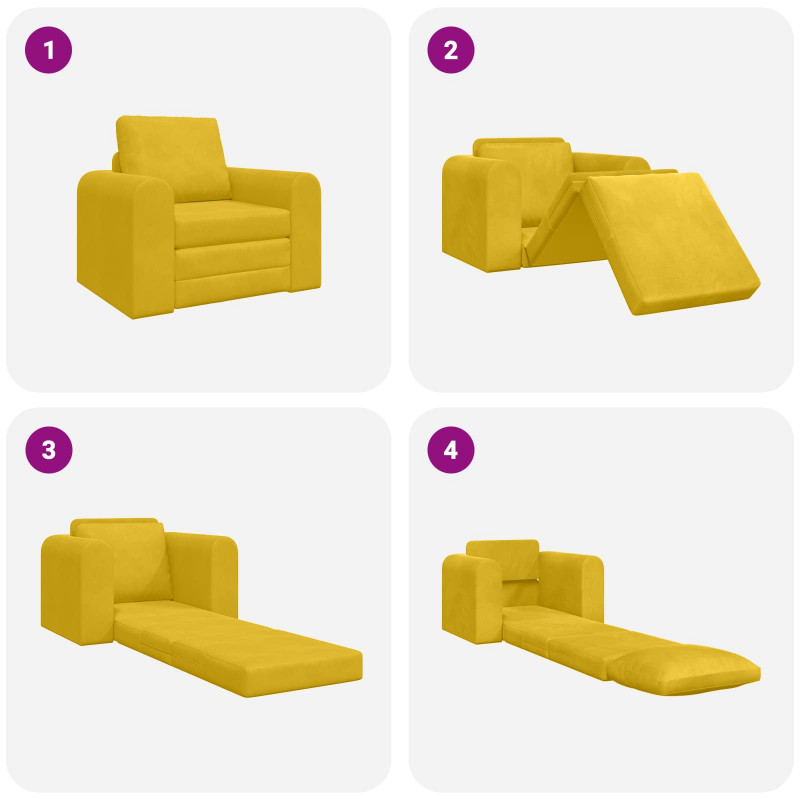 Sofa Bed Żółty 98 x 71 x 83 cm Aksamit