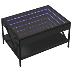 Stolik kawowy z LED Infinity, czarny, 70x50x38 cm
