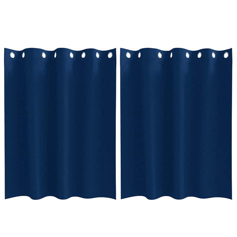 Firany blackout z kółkami 2 pcs Ciemnoniebieski 140 x 140 cm