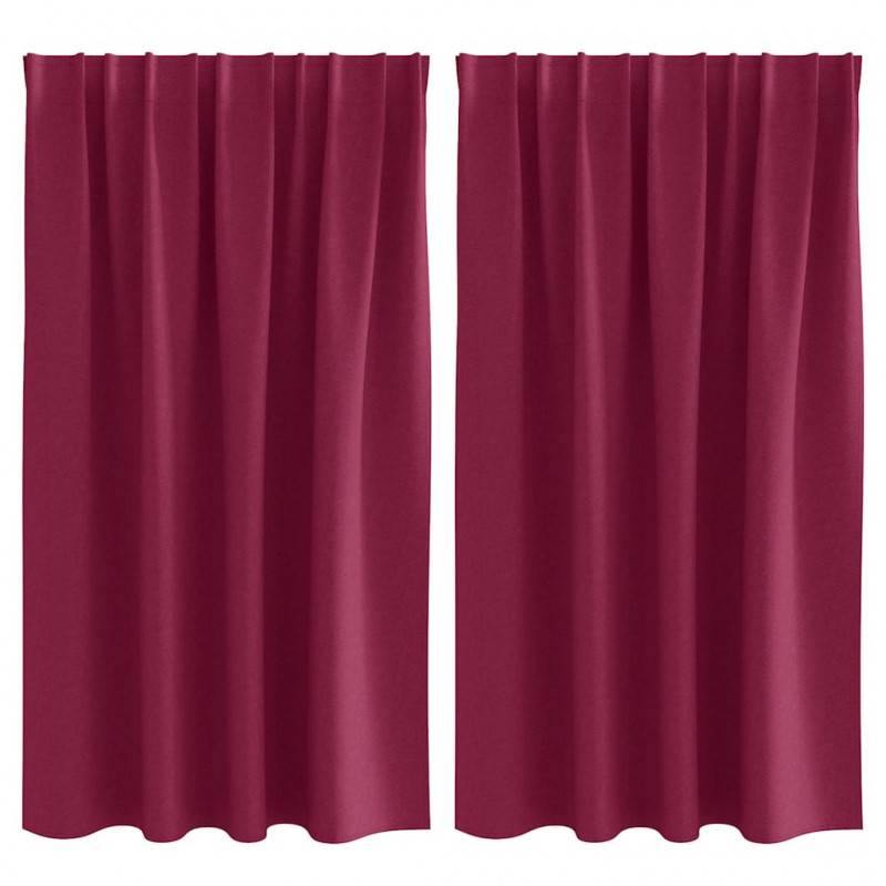 Firany blackout z kółkami 2 pcs Czerwone wino 140 x 140 cm