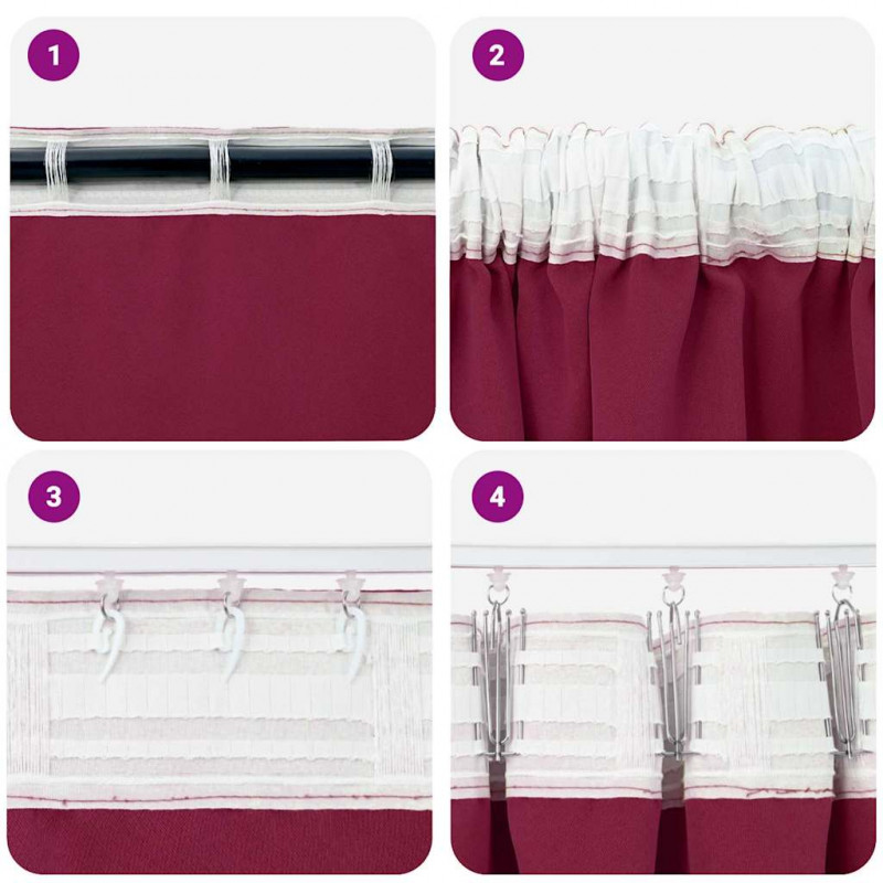 Firany blackout z kółkami 2 pcs Czerwone wino 140 x 140 cm