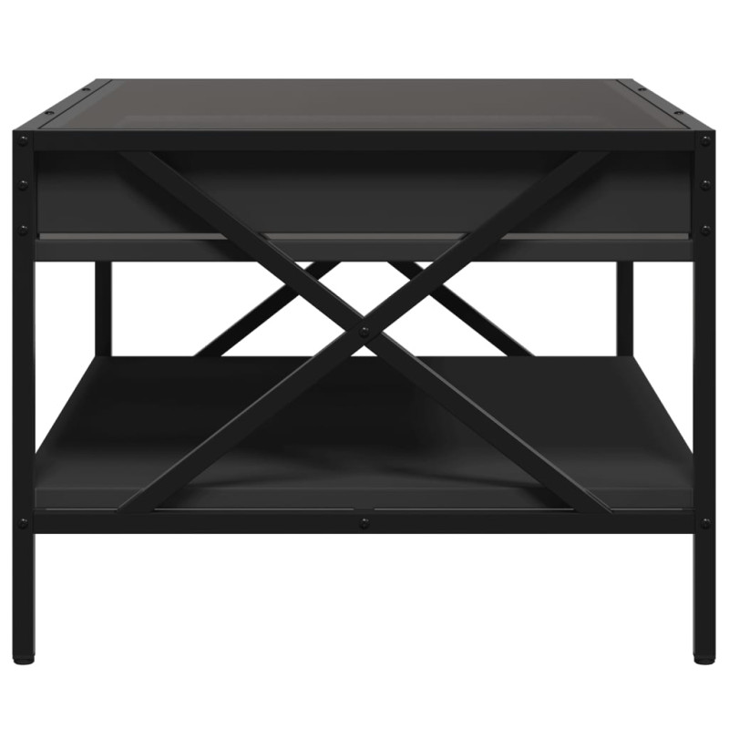 Stolik kawowy z LED Infinity, czarny, 70x50x38 cm