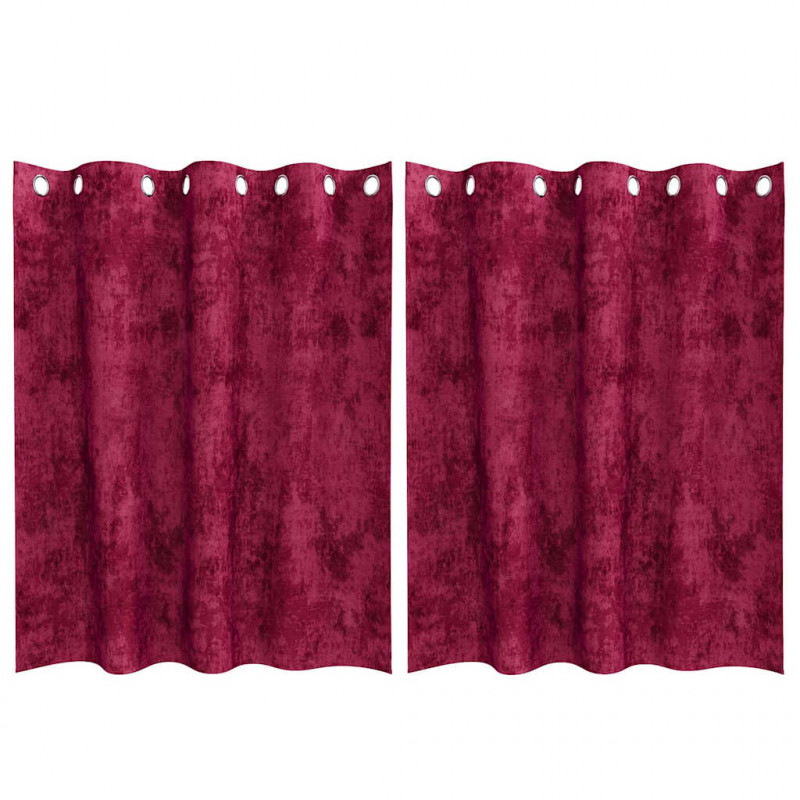 Zasłony z weluru 2 pcs Czerwone wino 140 x 140 cm Aksamit