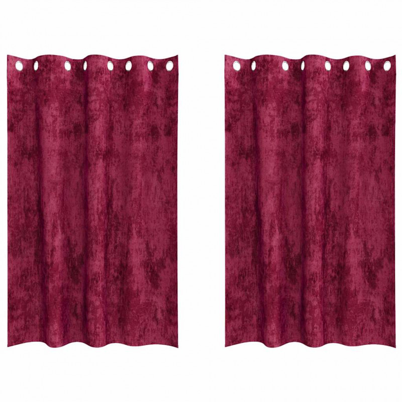 Zasłony z weluru 2 pcs Czerwone wino 175 x 140 cm Aksamit