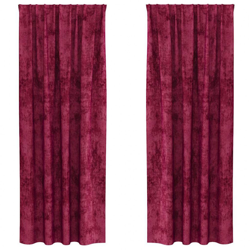 Zasłony z weluru 2 pcs Czerwone wino 260 x 140 cm Aksamit