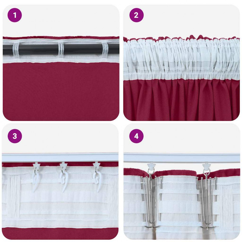 Zasłony z weluru 2 pcs Czerwone wino 260 x 140 cm Aksamit