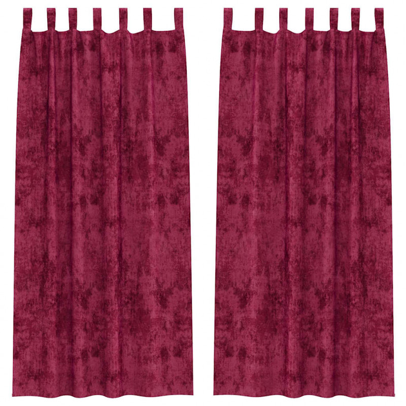 Zasłony z weluru 2 pcs czerwone wino 225 x 140 cm Aksamit