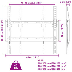 Uchwyt ścienny na TV 26-63'', rozstaw VESA 400x400 mm, 40 kg