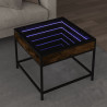 Stolik kawowy z LED Infinity, przydymiony dąb, 50x50x41 cm