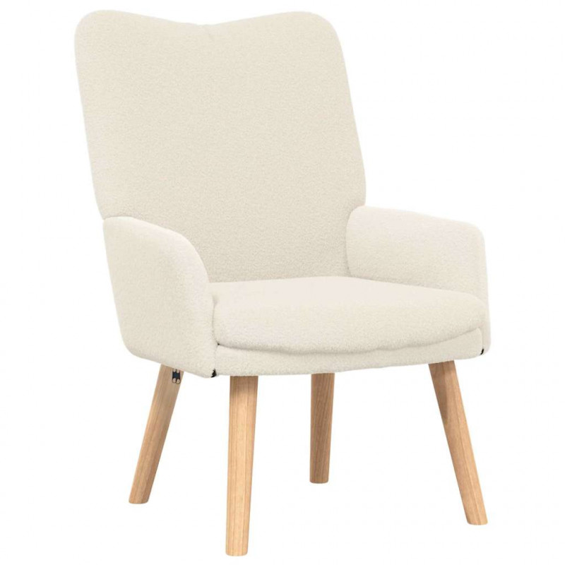 fotel Kremowy 63 x 67 x 94 cm Tkanina owcza i sklejka