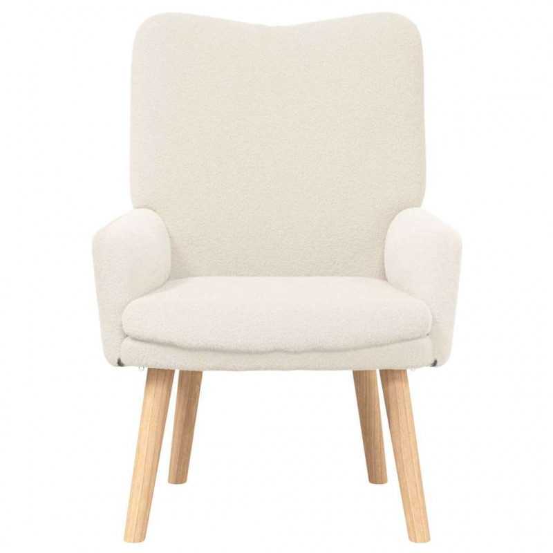 fotel Kremowy 63 x 67 x 94 cm Tkanina owcza i sklejka