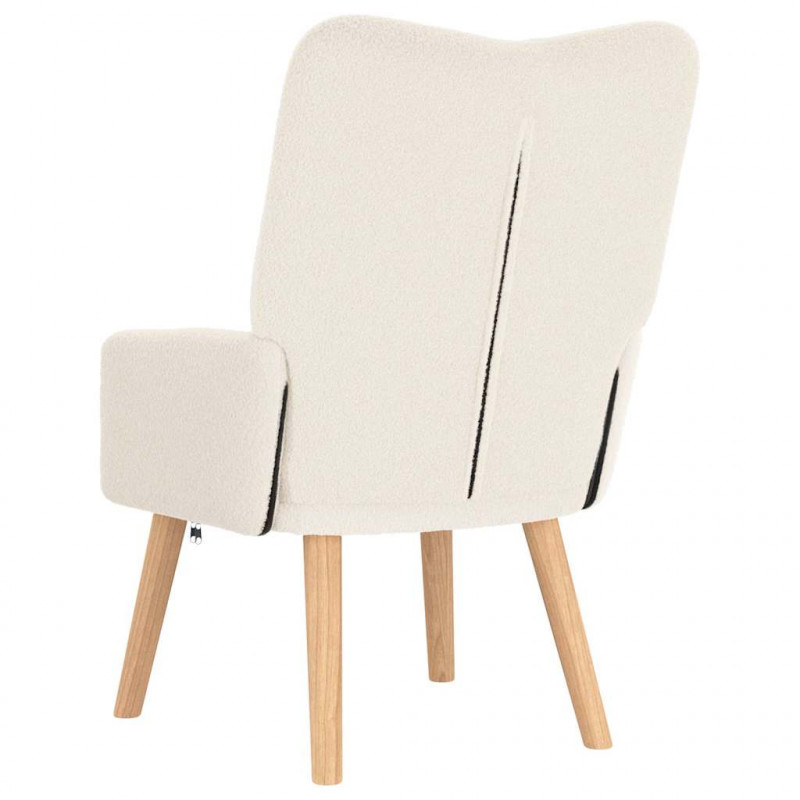 fotel Kremowy 63 x 67 x 94 cm Tkanina owcza i sklejka
