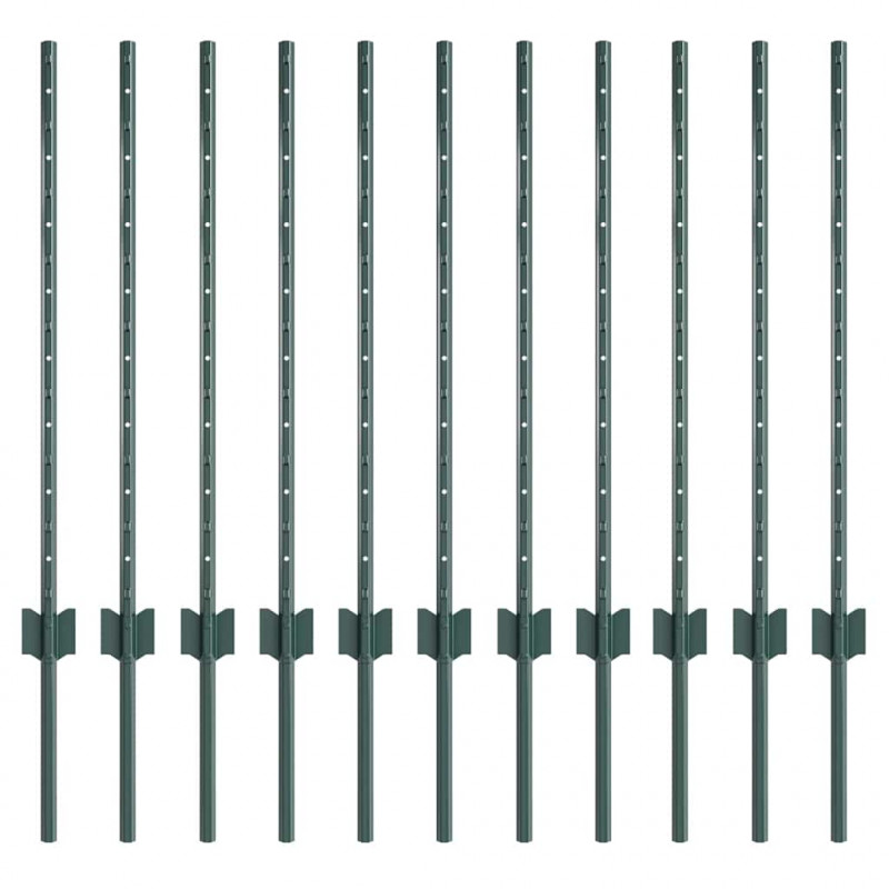 Słupek ogrodzeniowy. 11 pcs Zielony 120 cm Stal