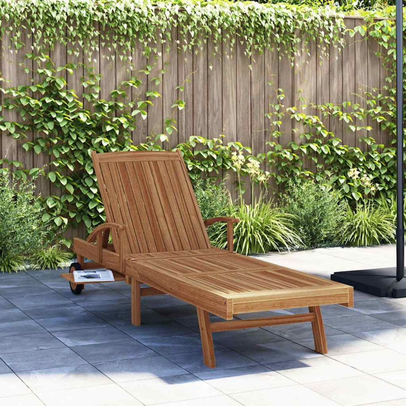 Leżak z poduszką Brązowy 195 x 59 x 78,5 cm Lite drewno teakowe
