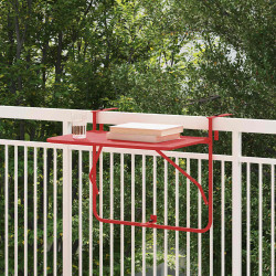 Stół Wiszący na Balkon Czerwony 60 x 39 x 65 cm Stal