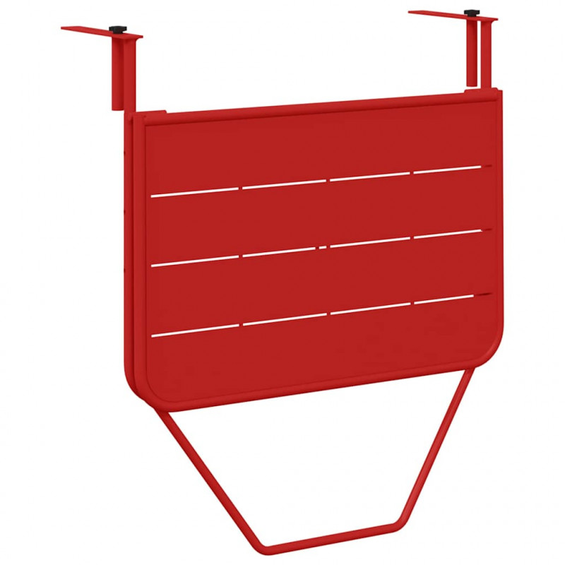 Stół Wiszący na Balkon Czerwony 60 x 39 x 65 cm Stal
