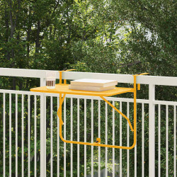 Stół Wiszący na Balkon Żółty 60 x 39 x 65 cm Stal