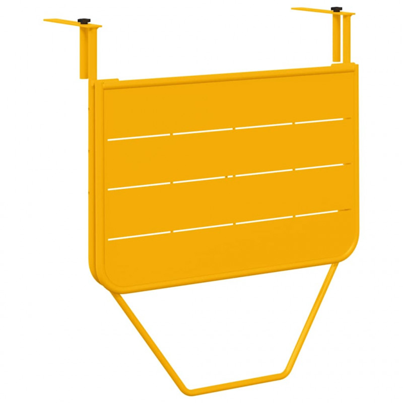Stół Wiszący na Balkon Żółty 60 x 39 x 65 cm Stal