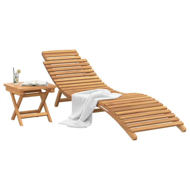Leżak 2 pcs Brązowy 198 x 55 x 58,5 cm Lite drewno teakowe