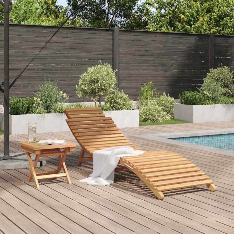 Leżak 2 pcs Brązowy 198 x 55 x 58,5 cm Lite drewno teakowe