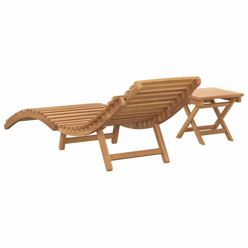 Leżak 2 pcs Brązowy 198 x 55 x 58,5 cm Lite drewno teakowe