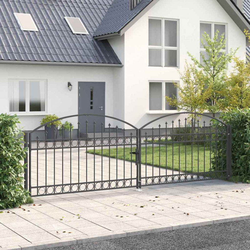 Brama ogrodzeniowa ASSEN 401 x 175,5 cm Stal Szary Zamykane