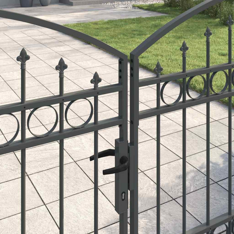 Brama ogrodzeniowa ASSEN 401 x 175,5 cm Stal Szary Zamykane