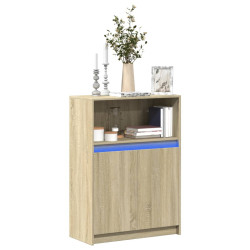 Szafka z LED, dąb sonoma, 72x34x100 cm, materiał drewnopochodny