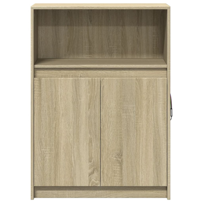 Szafka z LED, dąb sonoma, 72x34x100 cm, materiał drewnopochodny