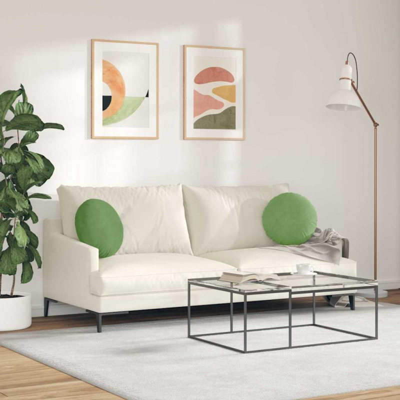 Poduszki na siedziska 2 pcs Jasnozielony Ø 40 x 13 cm Aksamit