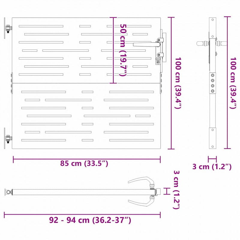 Brama ogrodowa Czarny 85 x 100 cm Stal Malowana Proszkowo