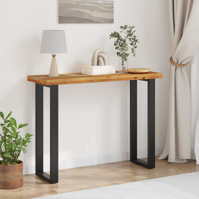 Konsola Brązowy 100 x 35 x 75 cm Lite drewno teakowe