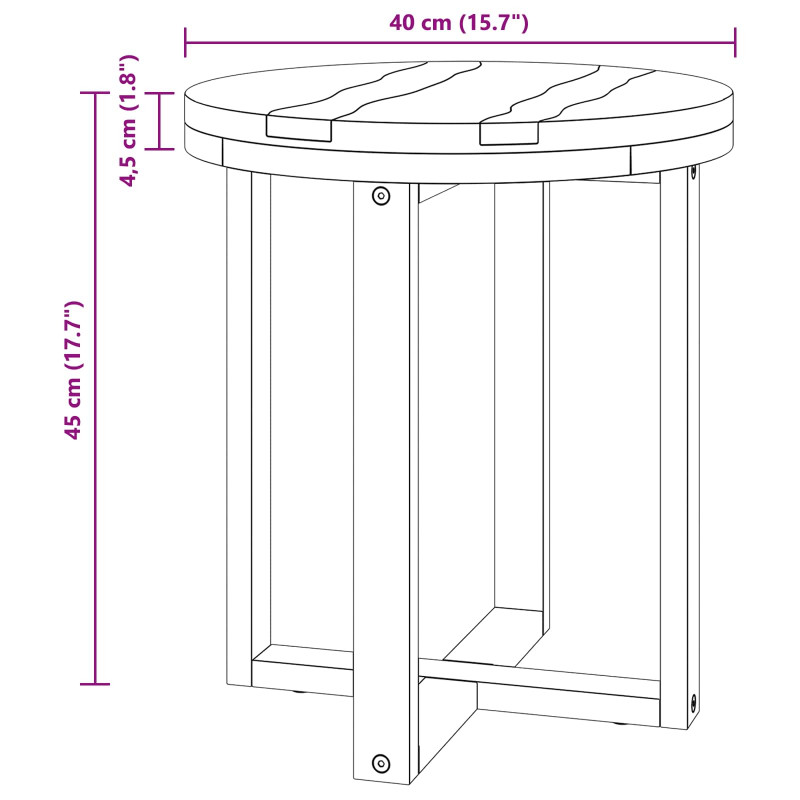 Stolik kawowy Brązowy 40 x 40 x 45 cm Lite drewno teakowe