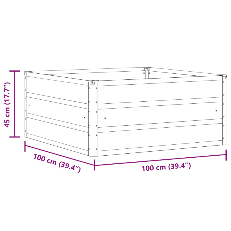 Donica Antracyt 100 x 100 x 45 cm Stal