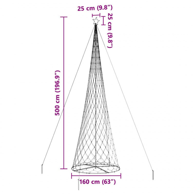 Choinka świąteczna LED z podstawą Chłodna biel 500 cm Metal