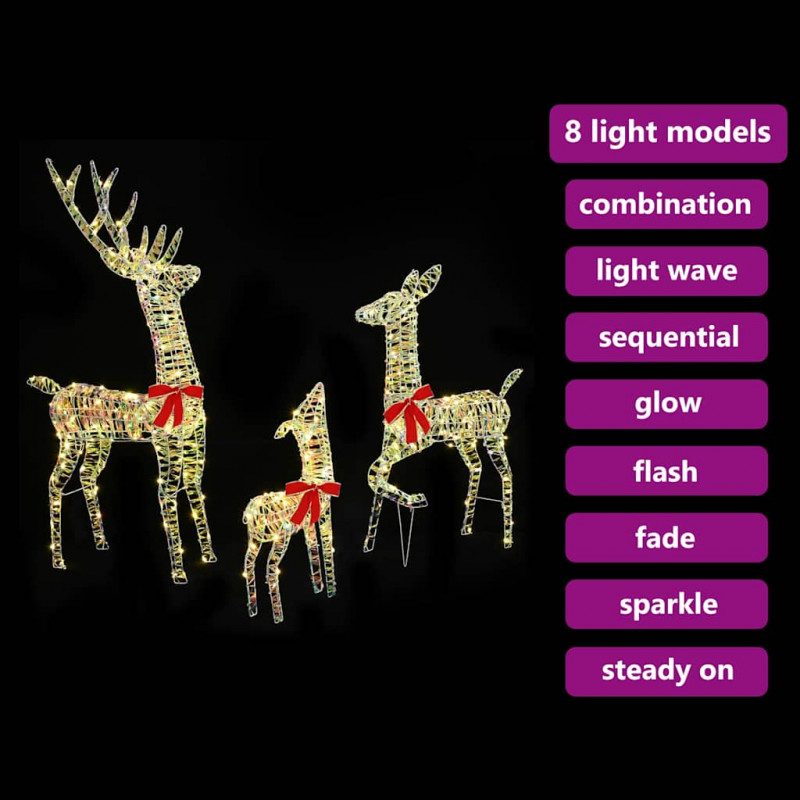 Rodzina Reniferów 3 pcs Ciepła biel 67 x 26 x 127 cm PET