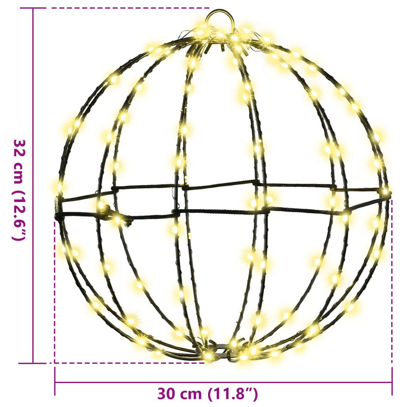 Piłka z 192 diodami LED 2 pcs Ciepła biel 30 x 30 x 32 cm Metal