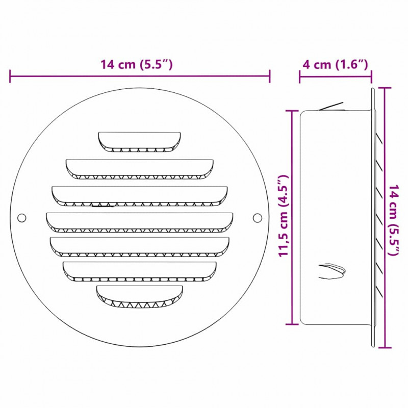 Pokrywy wentylacyjne 4 pcs Srebrny 125 mm Stal nierdzewna